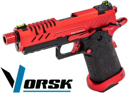 Réplique Airsoft Vorsk CS Hi-Capa 3.8 Vengeance Compact Red / Black 1,0J gaz GBB 