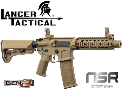 Réplique Airsoft Lancer Tactical LT-15 NSR GEN2 PDW-S Tan Pack complet 1J
