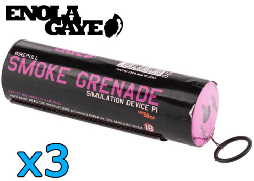 Lot de 3 fumigènes Enola Gaye WP40 à goupille roses
