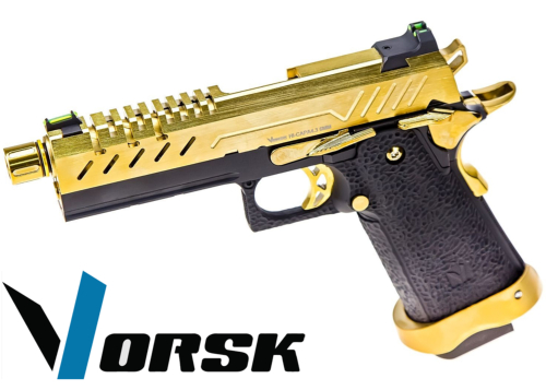 Réplique Airsoft Vorsk Hi Capa 4.3 Noir / Gold gaz GBB