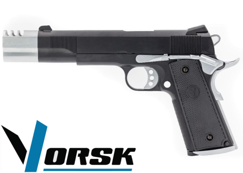 Réplique Airsoft Vorsk VP-X Noir / Chrome 1,0J  Gaz GBB 