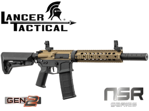 Réplique Airsoft Lancer Tactical LT-15 NSR GEN2 12'' Black/Tan Pack complet 1J